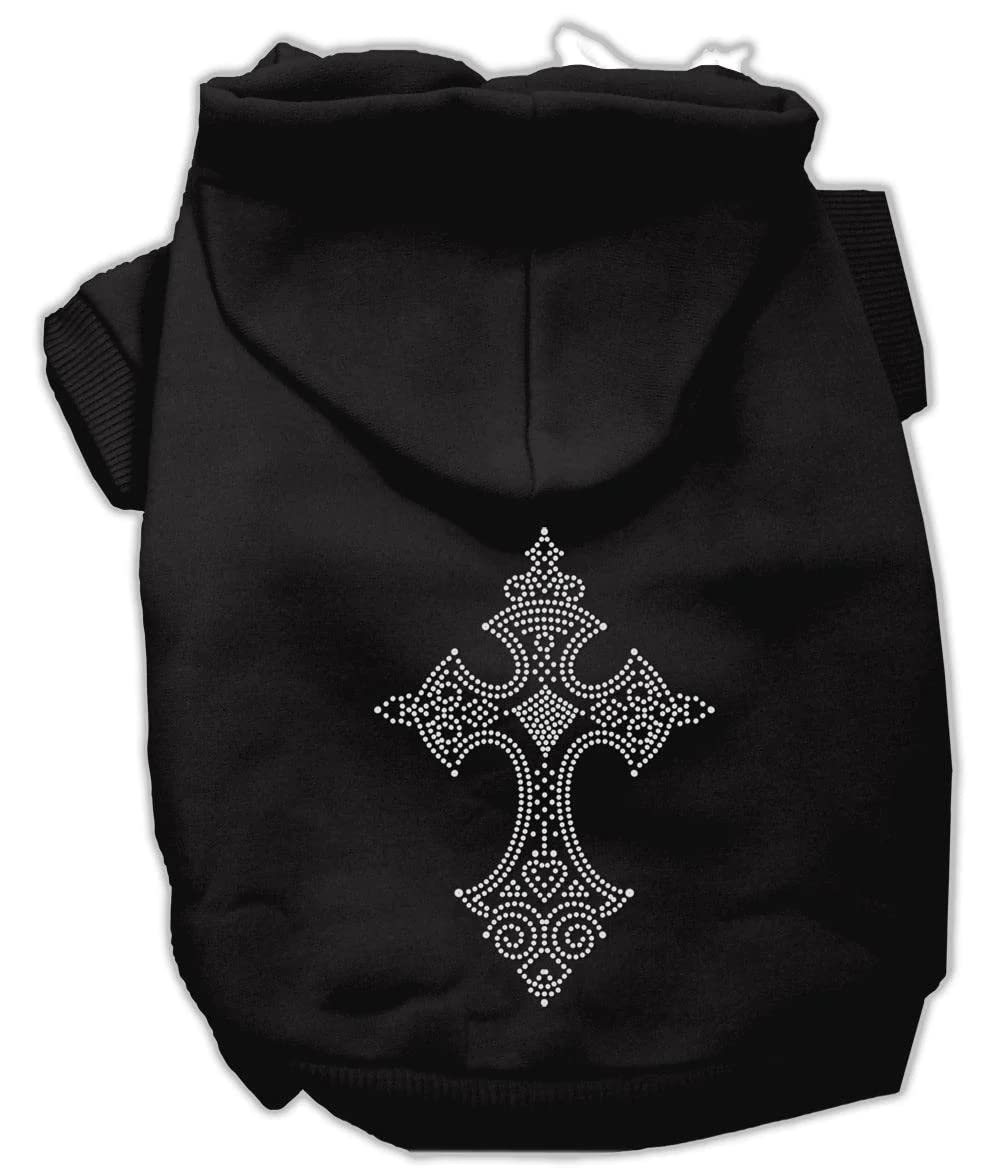 Mirage Pet Products 12-Inch Rhinestone Cross Hoodies, Medium, Red