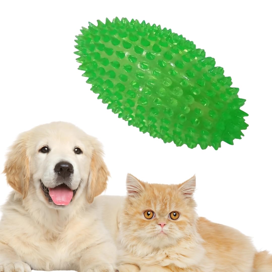 Sage Square Spiky Squeaky Rugby Ball Toy  Durable & ChewFriendly Interactive Dog Toy | Squeaky Sound for Engaging Play | Ideal