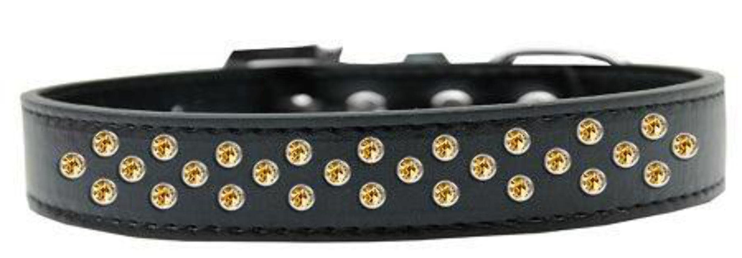 Mirage Pet Products Sprinkles Dog Collar with Yellow Crystals, Size 12, Black