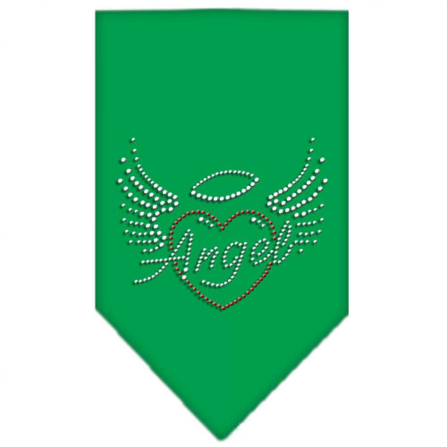 Mirage Pet Products Angel Heart Rhinestone Bandana Emerald Green, Large