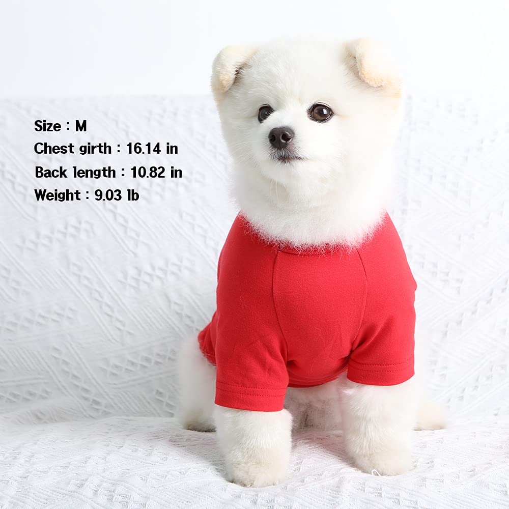 Lucky Petter Dog Shirt - Soft Breathable Cotton T-Shirt For Small Dogs (Medium, Red)
