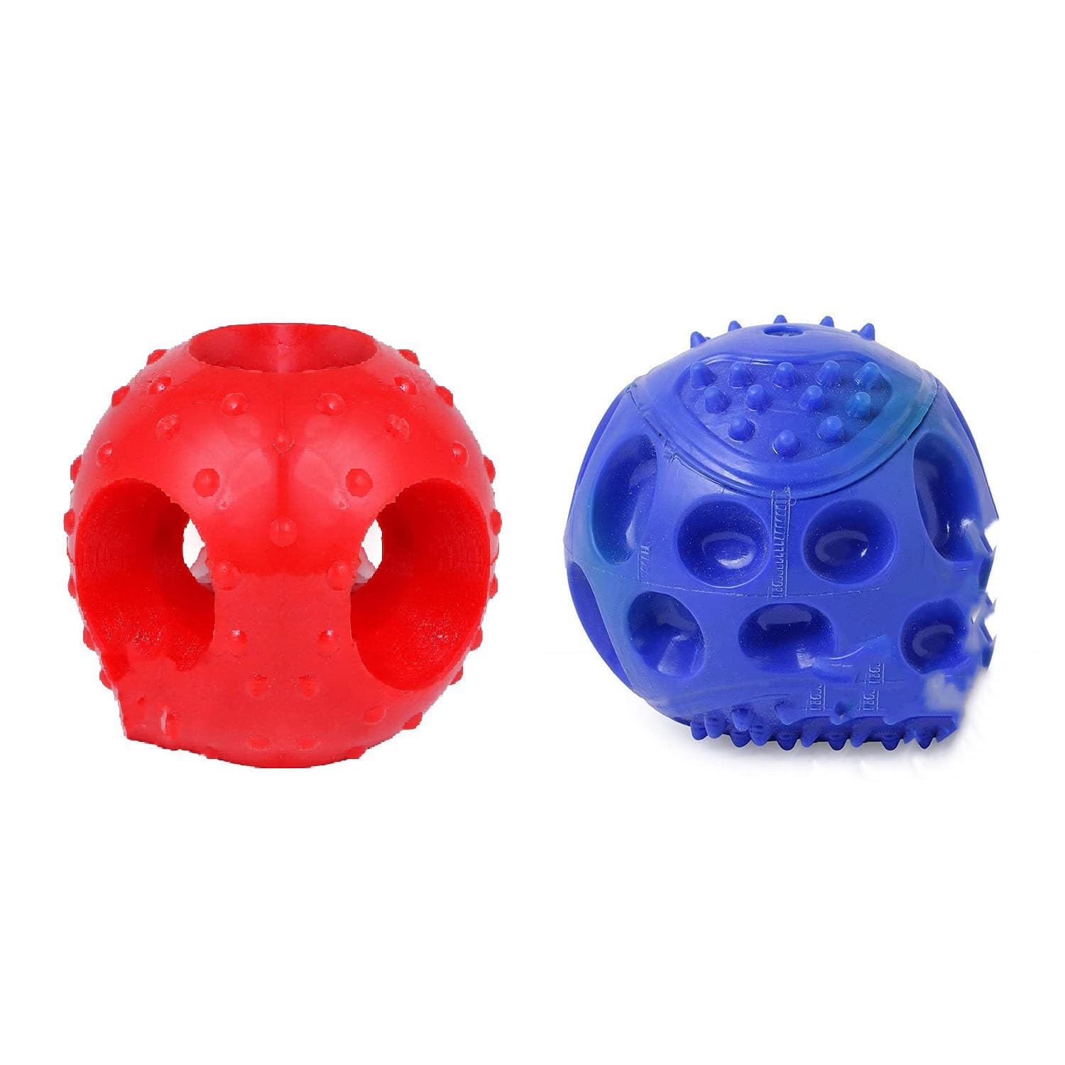 Kittupet Dog Ball Dog Toys Combo, Hard Squeaky Rubber Ball + Hole Ball Toys For Dogs, Chew Toys For Dogs, Squeaky Toys For Dogs,