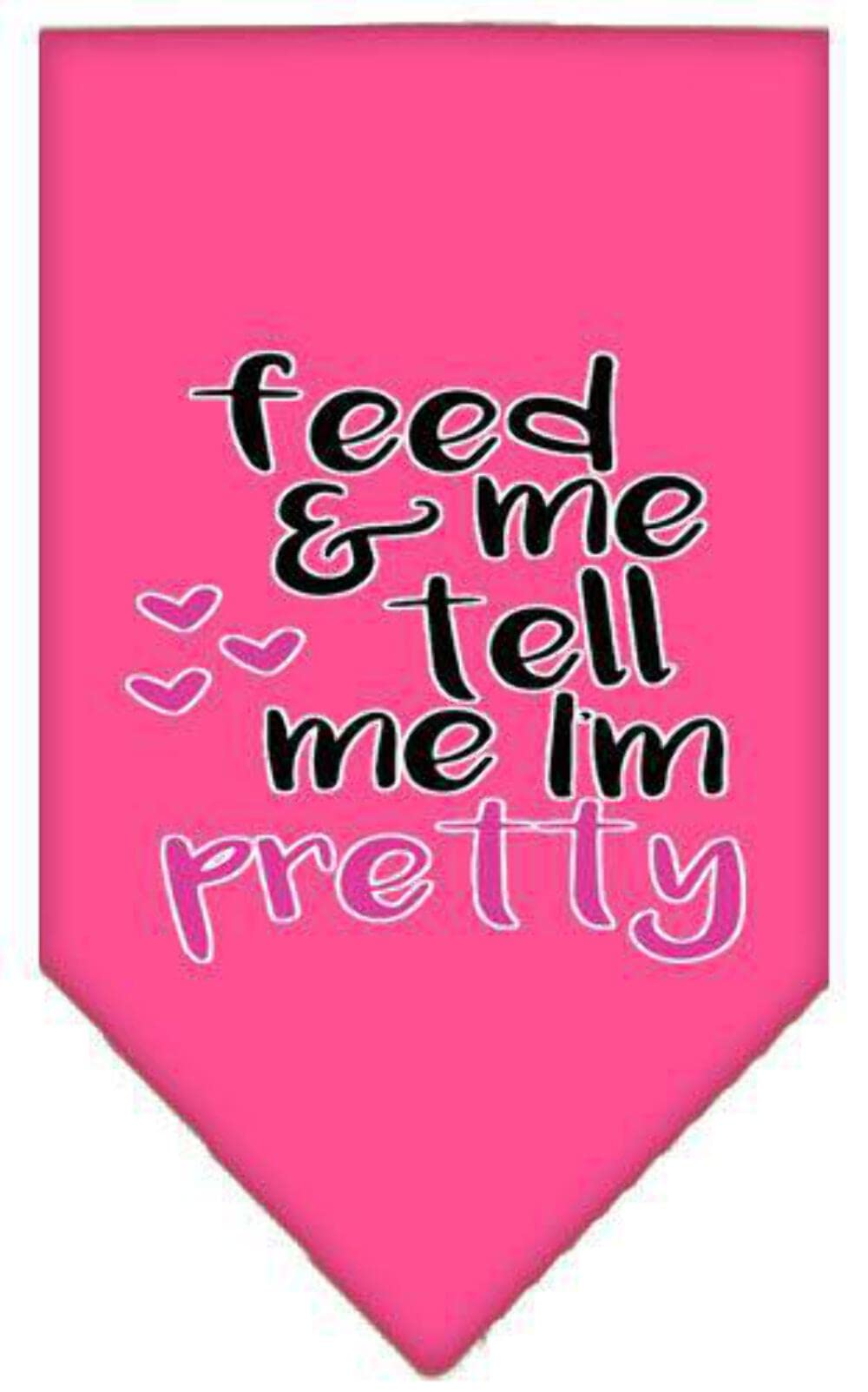 Pet and Dog Bandana Screen Printed, "Feed Me & Tell Me I'm Pretty" Lime Green Large