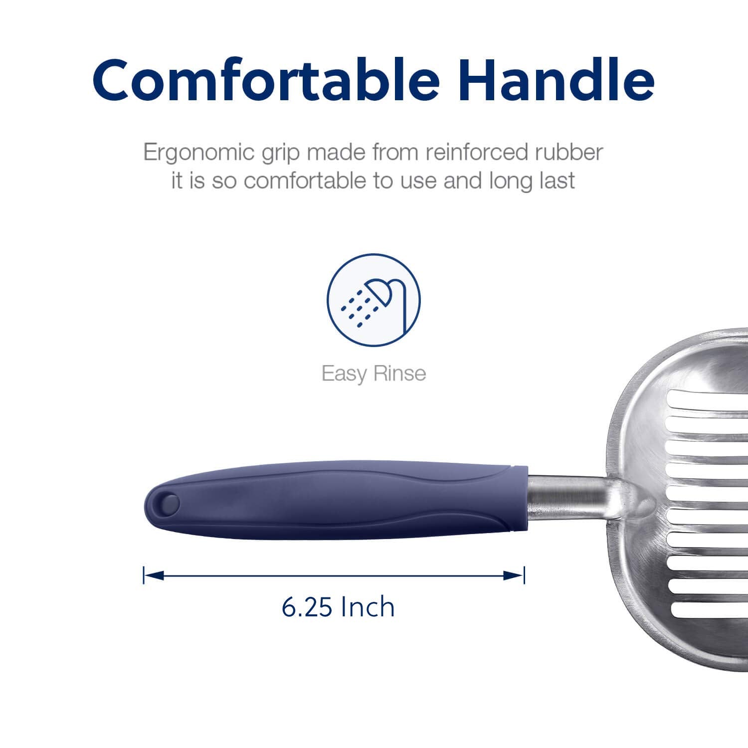 WePet Cat Litter Scoop - Durable Aluminum Alloy Sifter, Large Size, Blue Handle