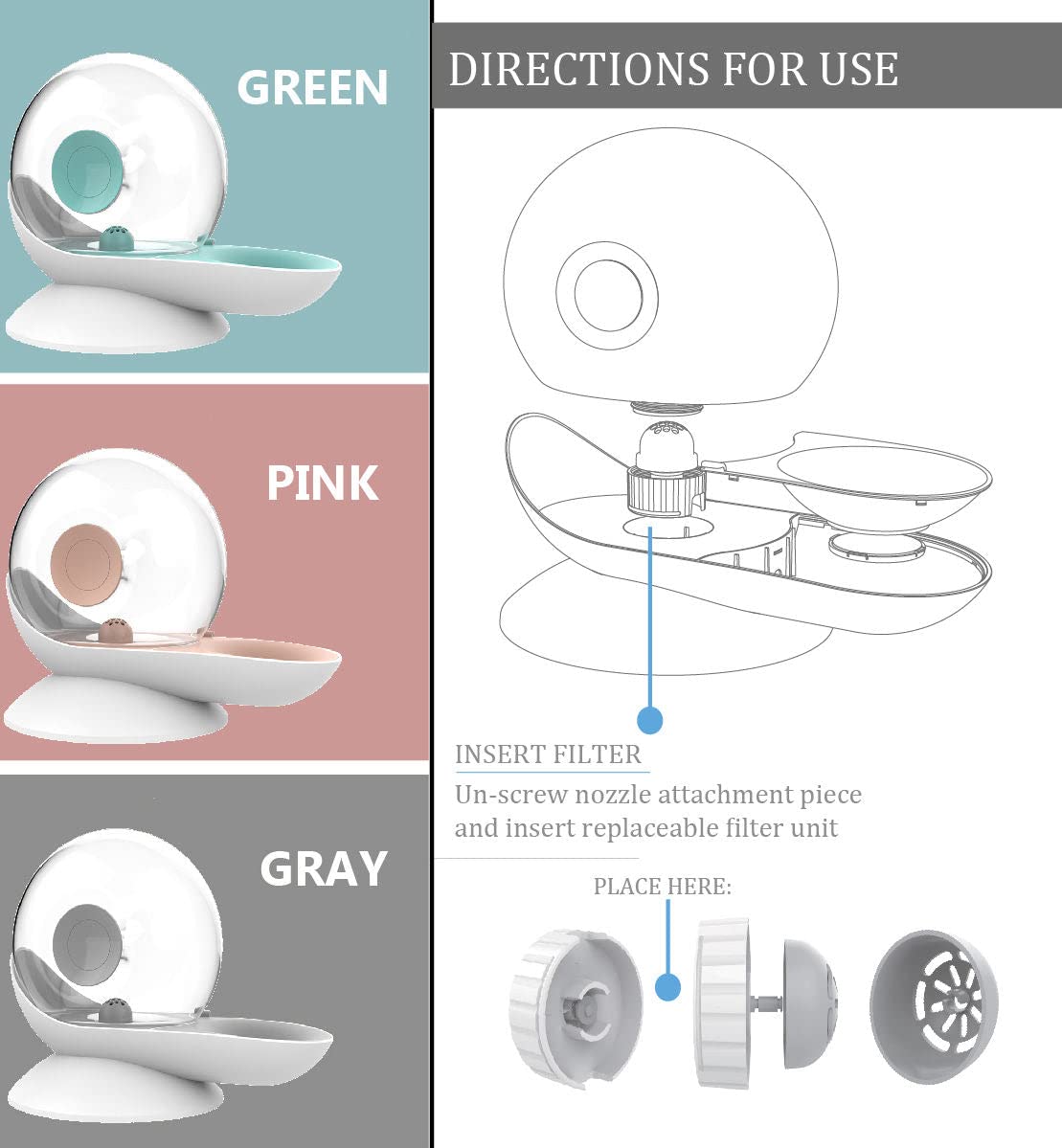 Pet Life  'Auto-Myst' Snail Shaped 2-in-1 Automated Gravity Pet Filtered Water Dispenser and Food Bowl