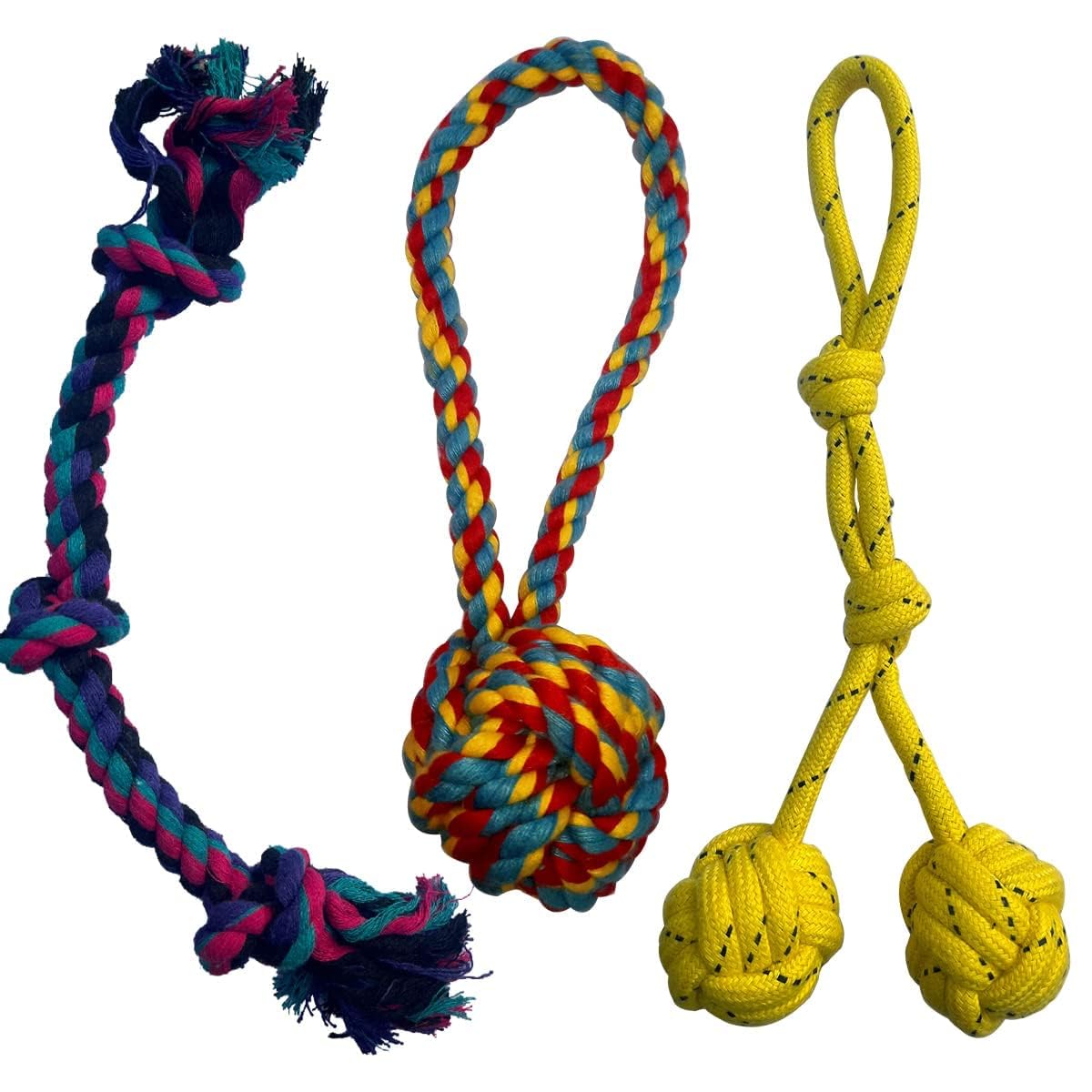 Dog Trust Cotton Chew Toys| Interactive Pet Rope Dog Toy Set| Washable Braided | Teeth Cleaning Chewers For Puppies Small, Mediu