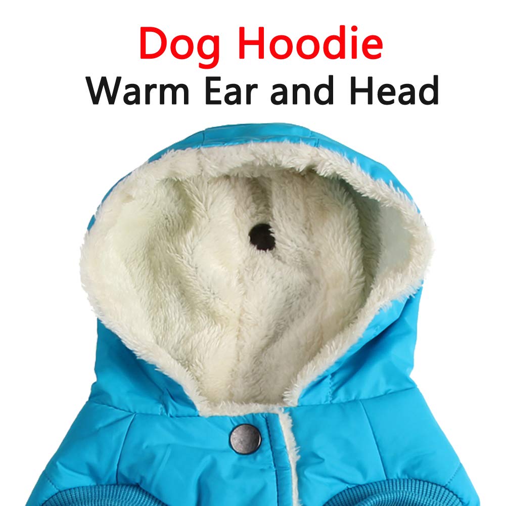 Vecomfy Fleece Lining Extra Warm Dog Hoodie In Winter For Large Dogs Jacket Pet Coats With Hooded,Light Blue Xxl