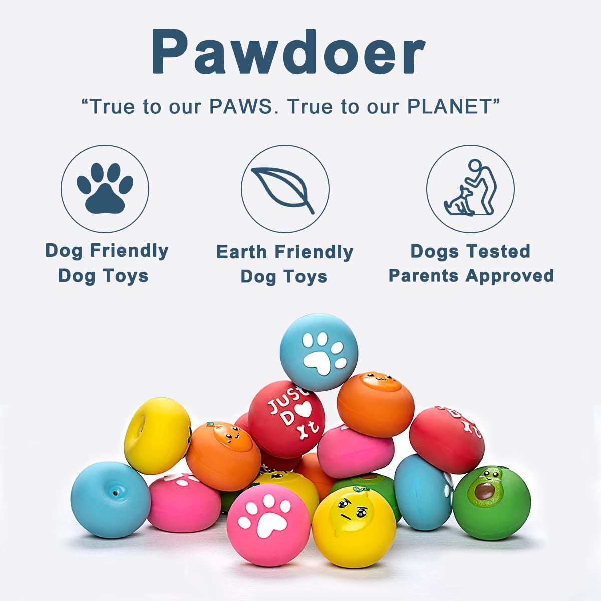Pawdoer Squeaky Dog Toys - Soft Latex Rubber Squeaky Dog Ball For Small Dogs Puppies - Cute Bounce Dog Squeak Toys Balls With Funny Cute Face