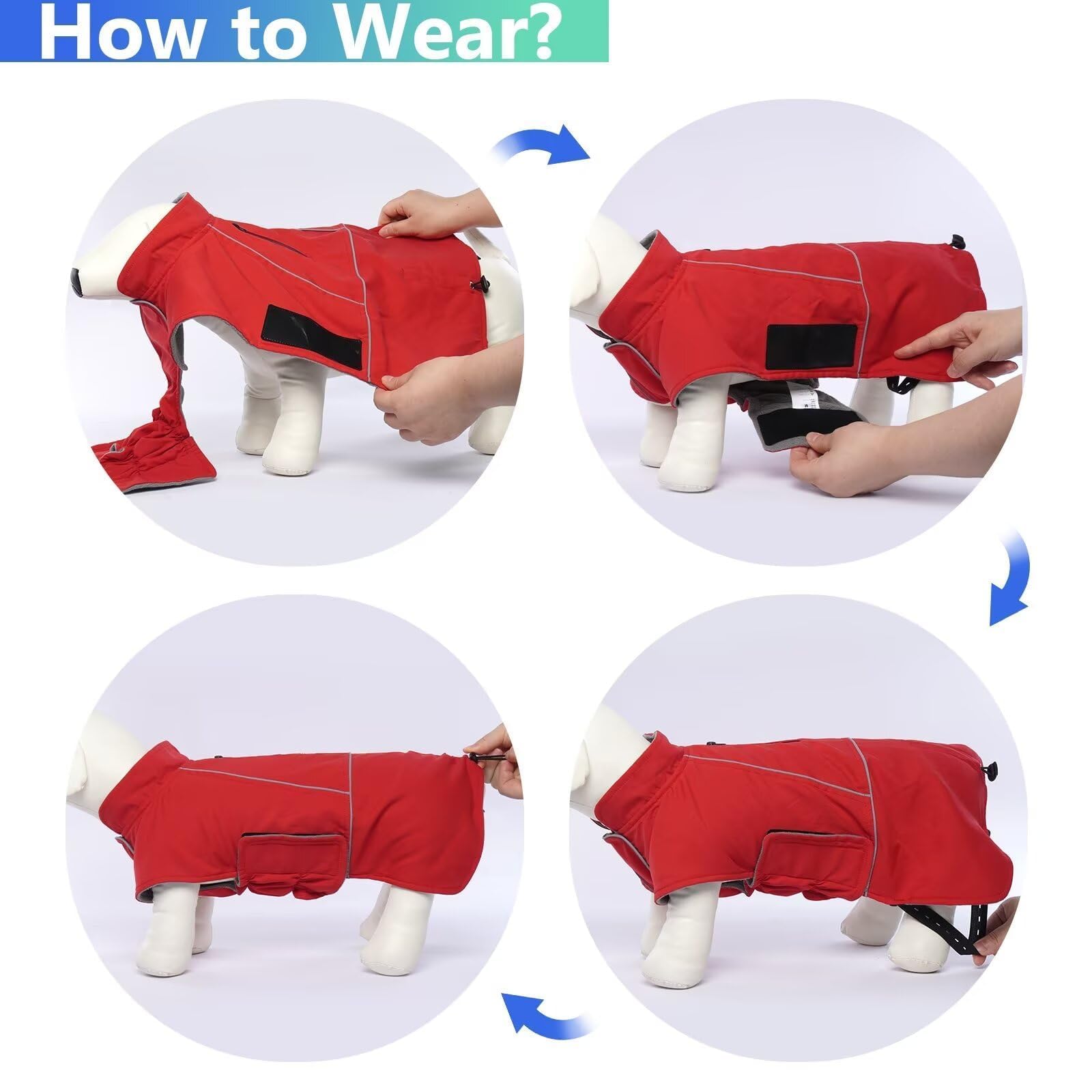 Migohi Dog Coat - Waterproof, Warm, Perfect For Hiking & Camping, Fits Medium Dogs & Schnauzer, Jack Russell Terrier, Red