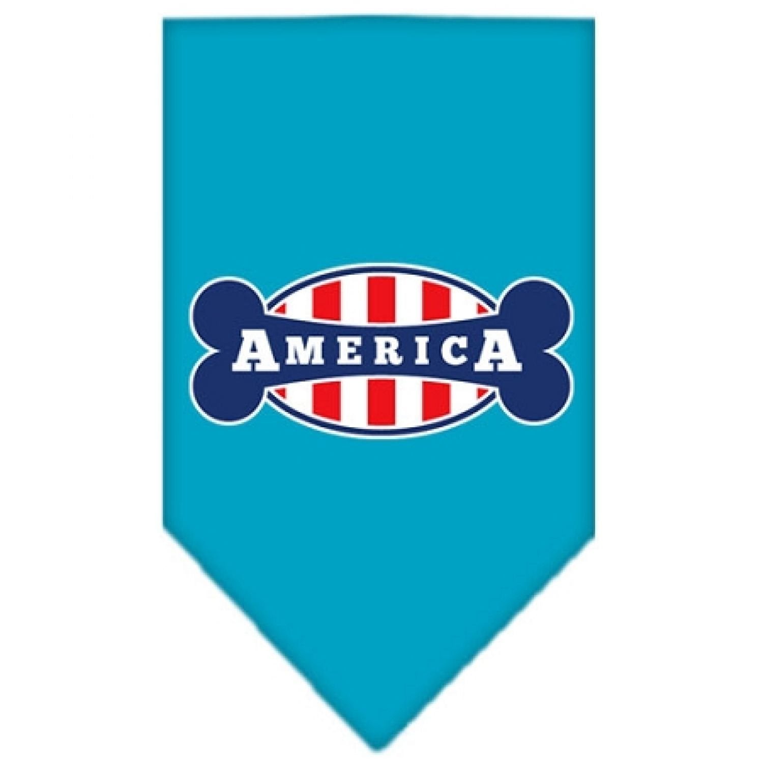 Mirage Pet Products Bonely in America Screen Print Bandana Turquoise, Small