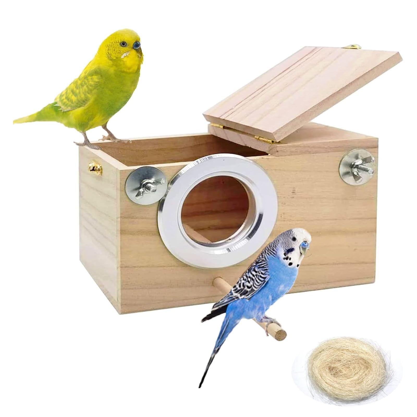 kathson Parakeet Nest Box Budgie Nesting House Cockatiel Breeding Parrots Mating Box for Lovebirds Small and Medium-Sized Birds(