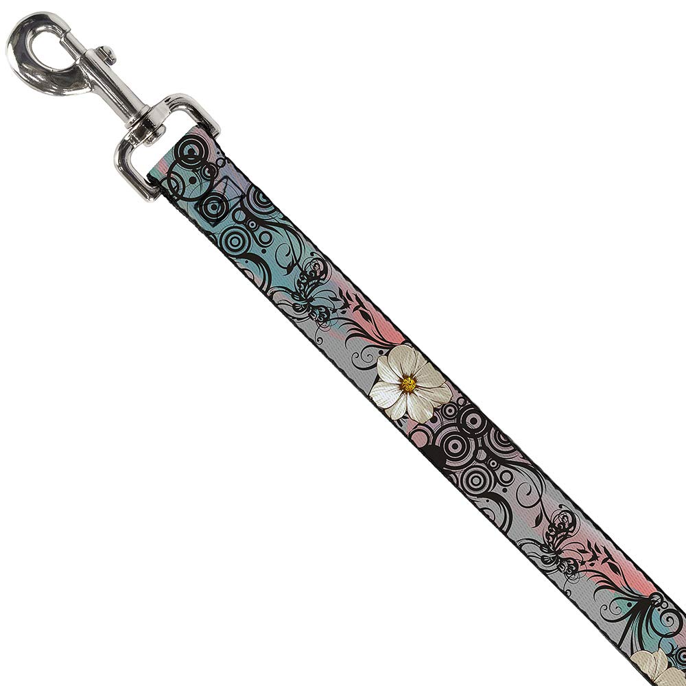 Buckle-Down Pet Leash - Flowers W/Filigree Pink - 6 Feet Long - 1.5' Wide