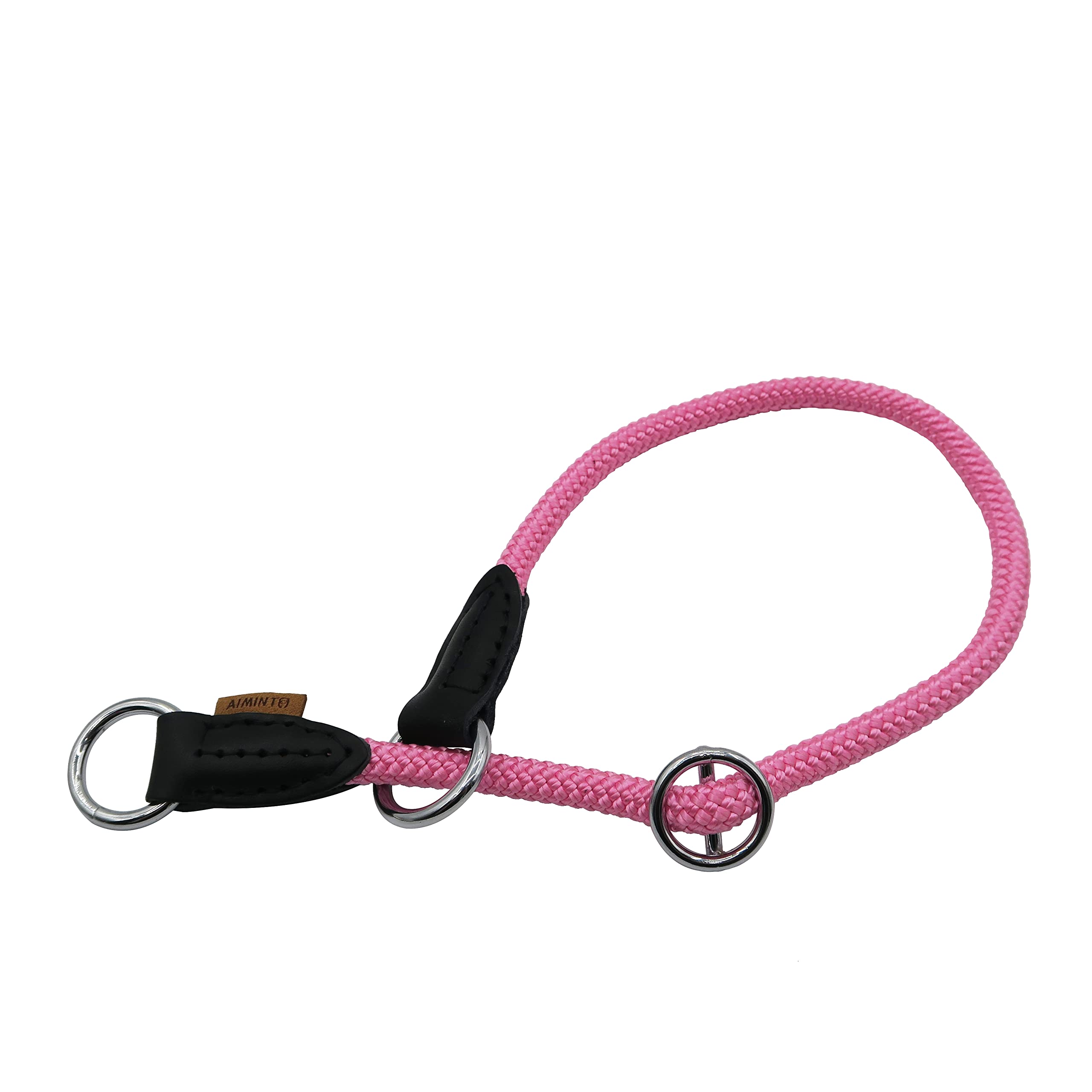 Aiminto Braided Round Martingale Dog Collar, Training Collar With Slidable Stop Ring - Ideal For Small Medium Dogs (M- (1/3'') -