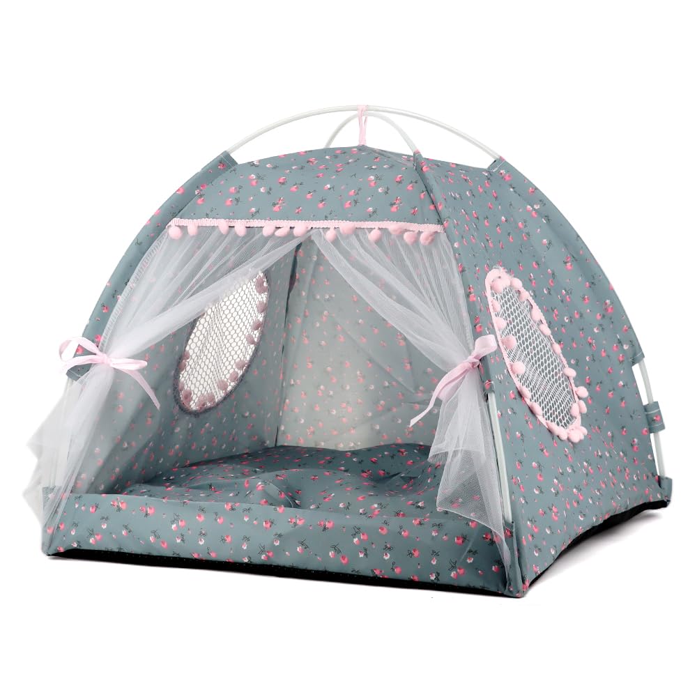 Pawstrip Dog Tent Indoor Cat House Pink Puppy Bed Portable Pet Teepe Princess Dog Camping Tent Outdoor Kitten Houses Cute Bunny 