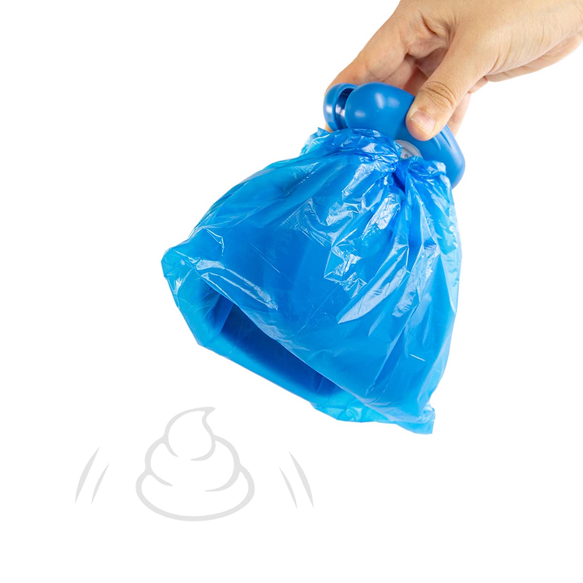 Dog Poop Scoop With Waste Bag Dispenser - Blue, 10 Refill Bags And Expandable Silicone Body - Compact Portable Design For Easy S