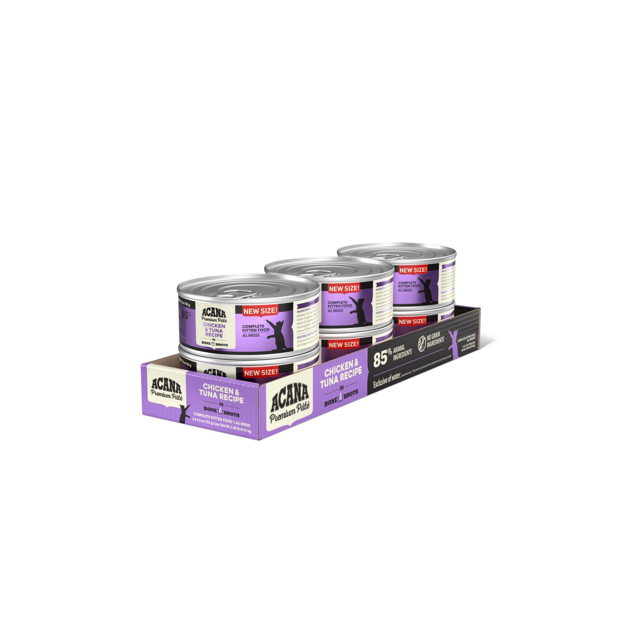 ACANA Premium Pate Kitten Wet Cat Food in Bone Broth Chicken + Tuna Recipe 5.5oz Cans (6 Count)
