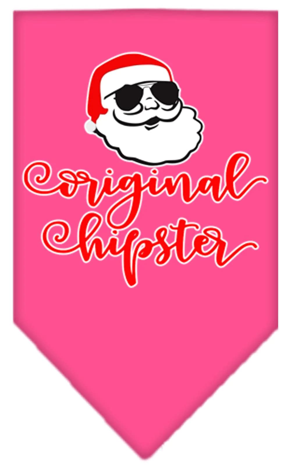 Christmas Pet and Dog Bandana Screen Printed, "Original Hipster" Navy Blue Large
