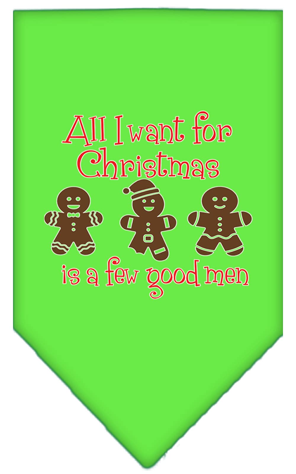 Christmas Pet and Dog Bandana Screen Printed, "All I Want For Christmas Is A Few Good Men" Lime Green Large