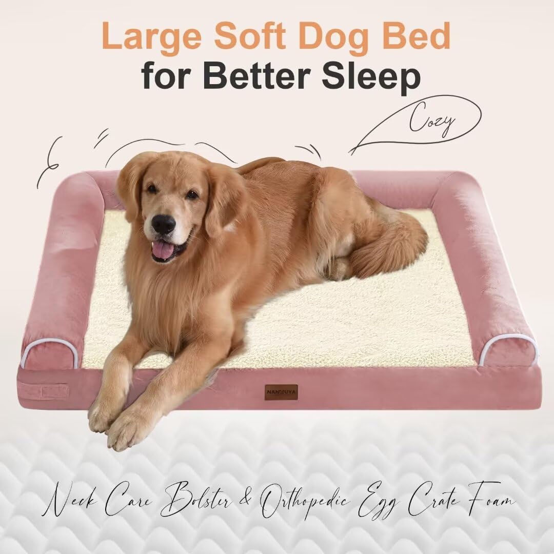 Large Dog Bed Orthopedic Washable: Beds Bolster Xl Bed Large Big Dogs Memory Foam Couch Sofa Waterproof With Removable Cover - Pink