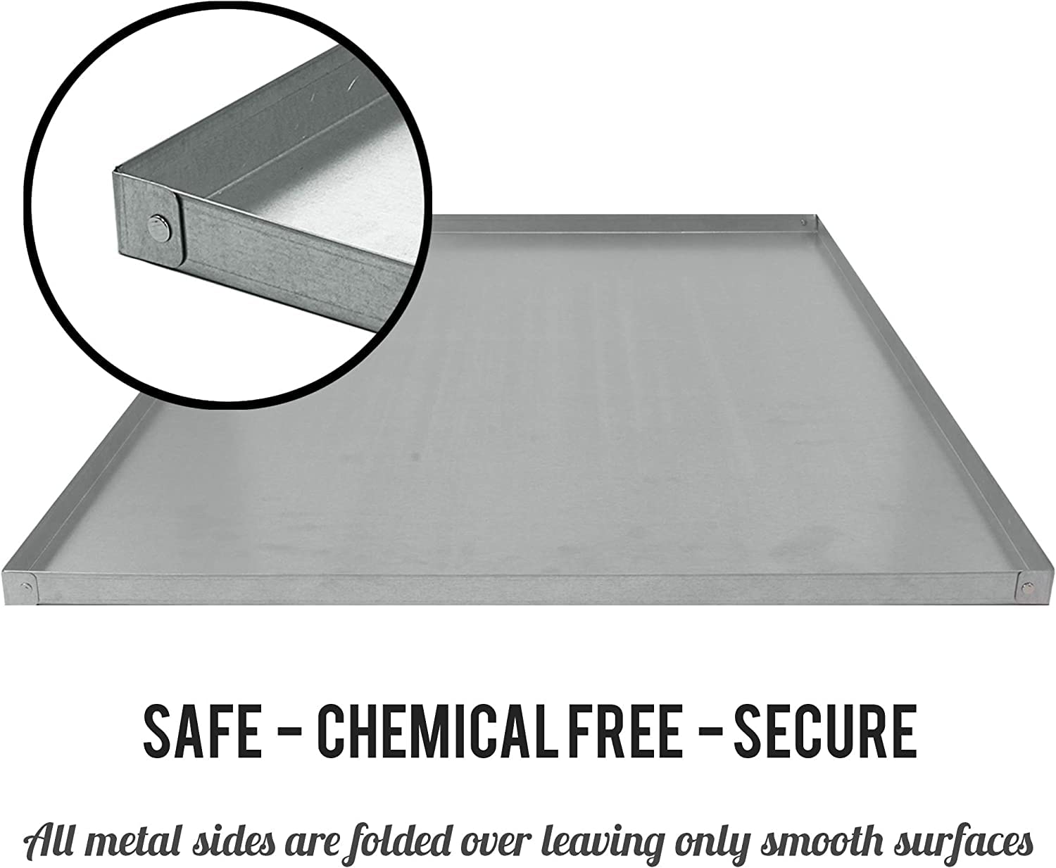 Kopeks - Heavy Duty Multipurpose Replacement Metal Tray - Galvanized - Rust & Crack Proof - Several For Pet Crates, Grease Trap And Others (32 X 23 Inches, Metal Tray)