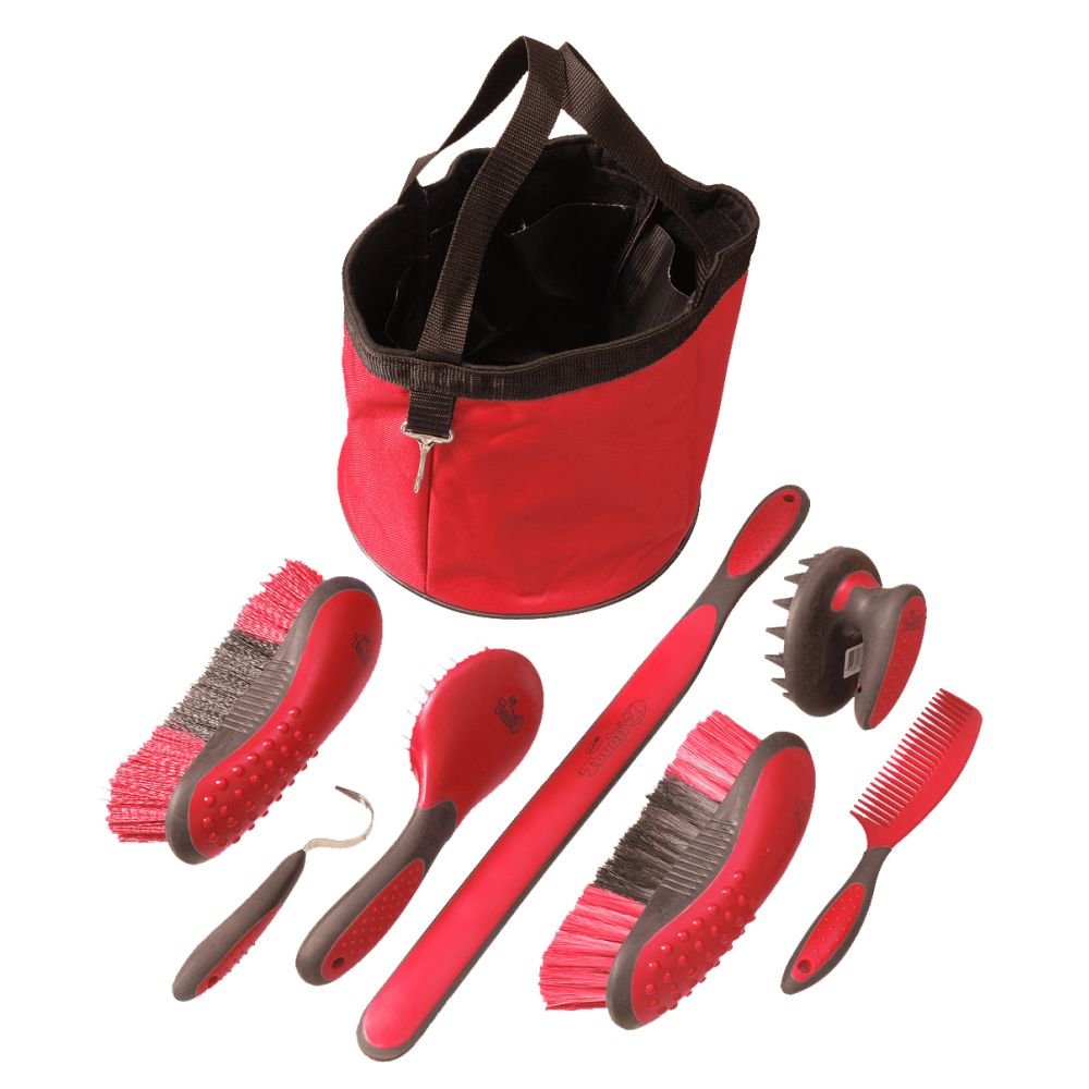 Tough 1 Great Grip Grooming Package (8-Piece), Red