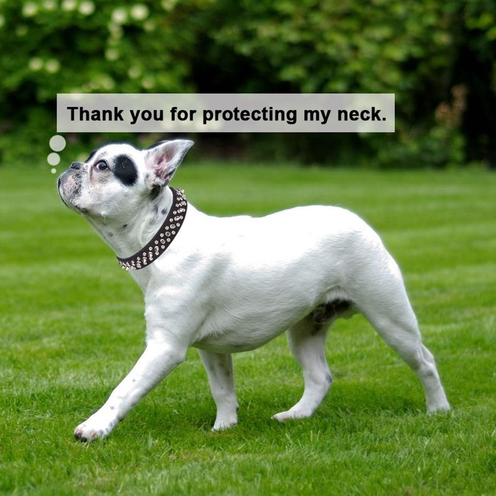 Orange Studded Dog Collar For Small Dogs, Mushrooms Rivet Spiked Cat Collar Anti-Bite Protective Pet Neck Faux Leather Male Spik