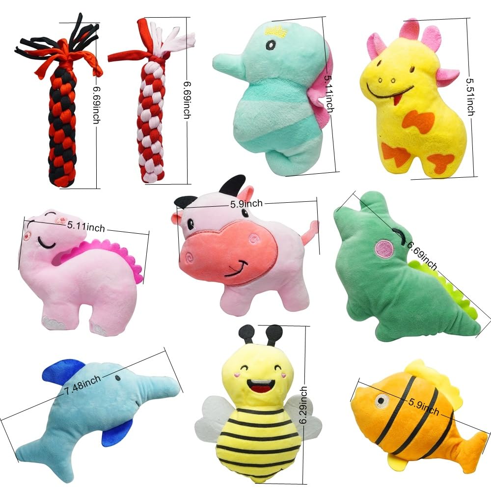 Szkokuho Cute Animal Designs Soft Dog Squeaky Toys (Pack Of 20) For Small Medium Dogs