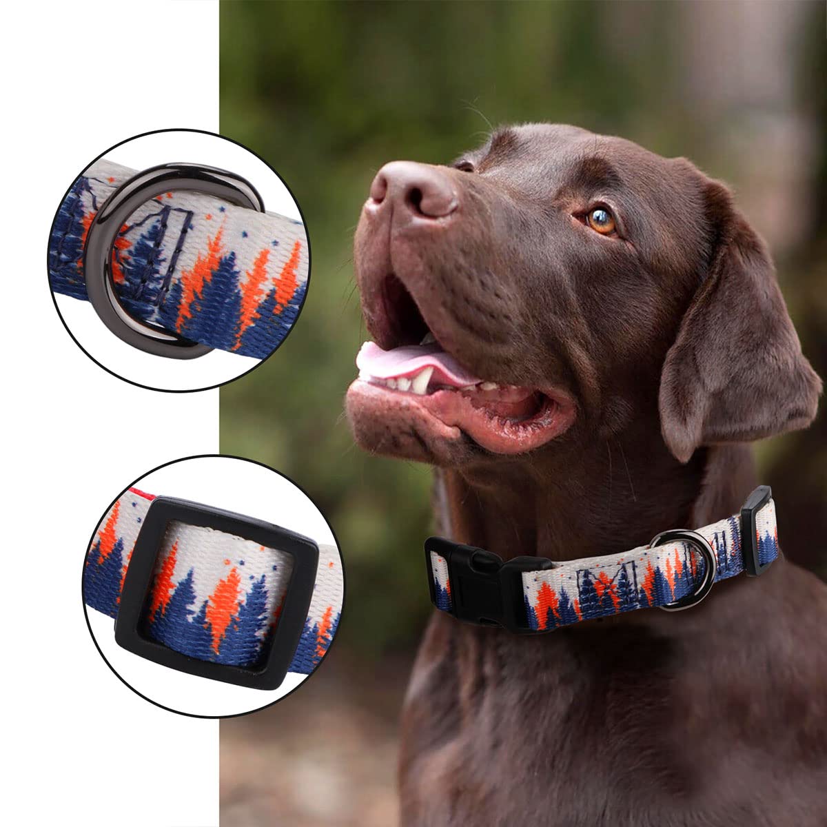 Rhea Rose Dog Collar, Forest Collar (Forests, L)