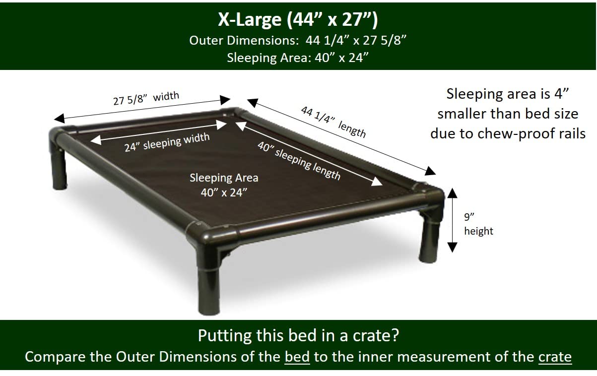 Kuranda Chewproof Dog Bed - Walnut Pvc - 44' X 27' - Sunsure Textilene - Sierra
