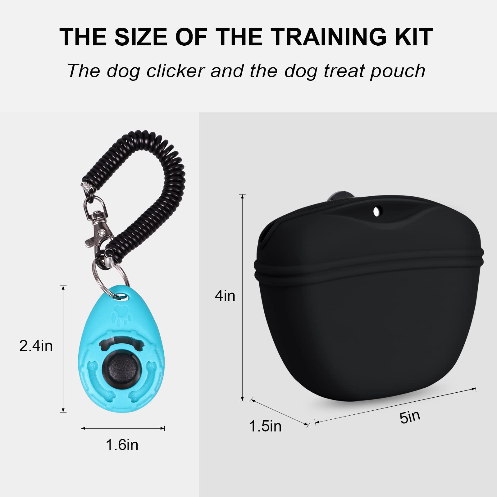 Left&Right Dog Clicker Training Kit,Silicone Dog Training Treat Pouch and Dog Clickers,Dog Treat Bag with Clicker Training for D