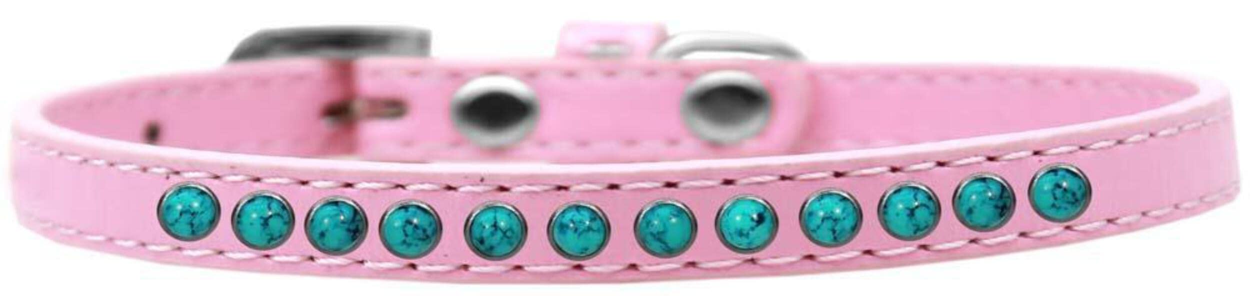 Dog, Puppy & Pet Fashion Collar, "Premium Southwest Turquoise Pearl" Light Pink 12