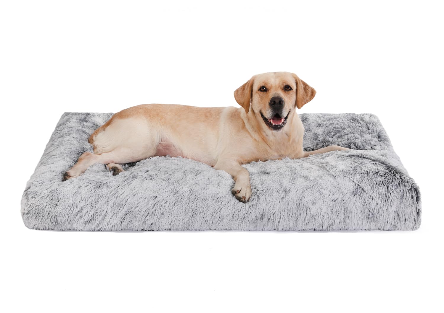 Bedfolks Waterproof Crate Bed, Plush Dog Kennel Pad With Removable Washable Cover, Faux Fur, Fluffy, 41''X27'', Dark Grey