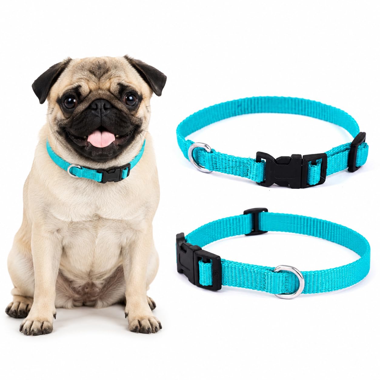 AdilS 0.4 Inch Width Nylon Dog Collar For Small & Medium Size Dogs, Puppies & Cats  Quick Release Strong Plastic Buckle Puppy C
