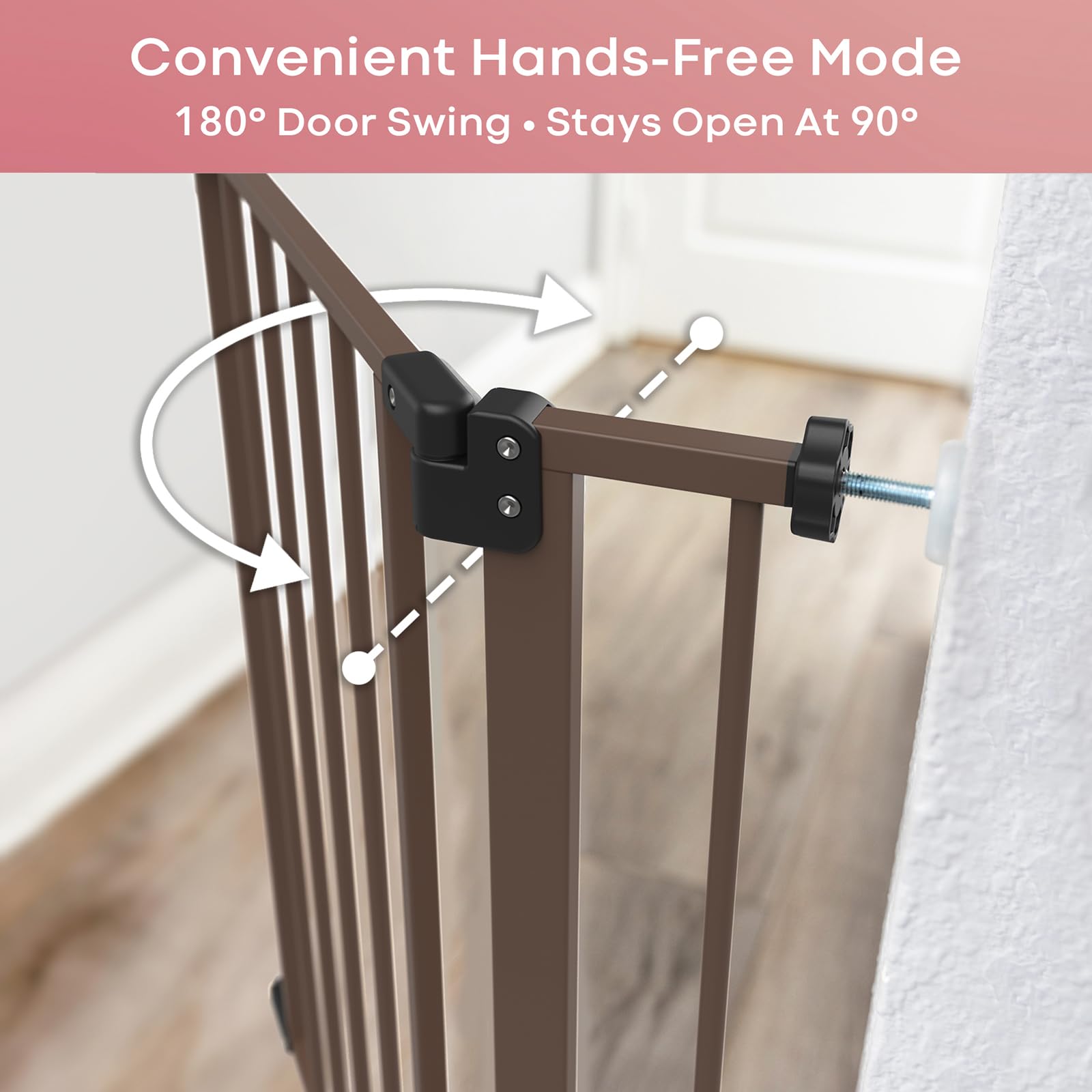 Mom's Choice Award-InnoTruth Baby Gate for Doorways 28.9-42.1'' Wide, Dog Gate for The House Easy Step Walk Thro Expanded Two-Wa