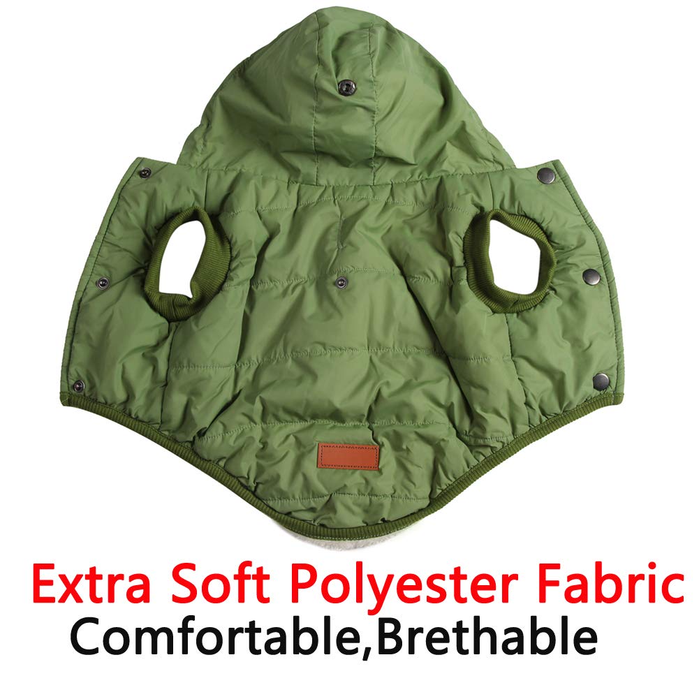 Vecomfy Fleece Lining Extra Warm Dog Hoodie In Winter For Small Dogs Jacket Puppy Coats With Hooded Green M