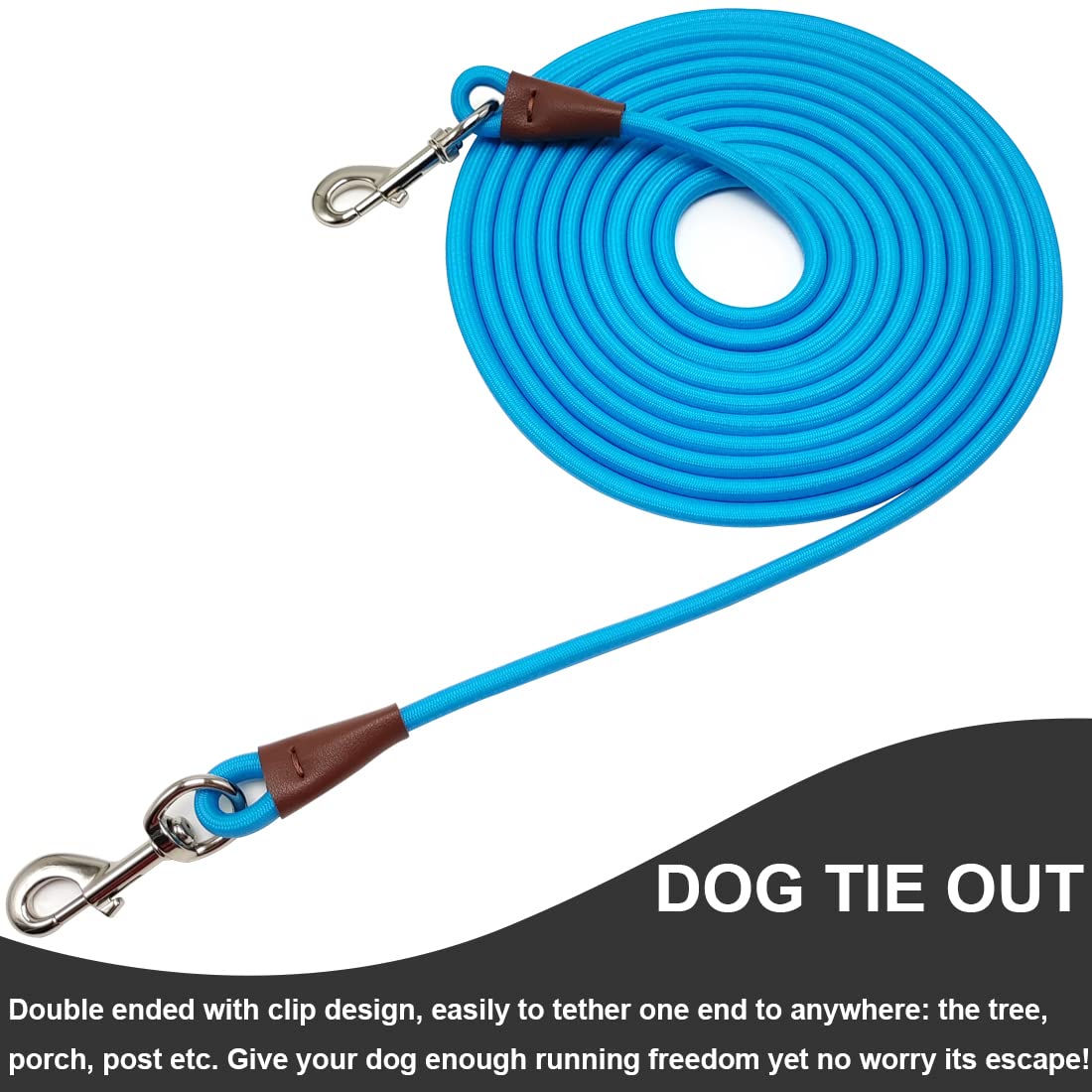Sepxufore Tie Out Rope Dog Leash, 8/10/ 15/20/ 30 Ft Heavy Duty Nylon Check Cord For Medium Large Dogs Indoor/Outdoor Playing Ca