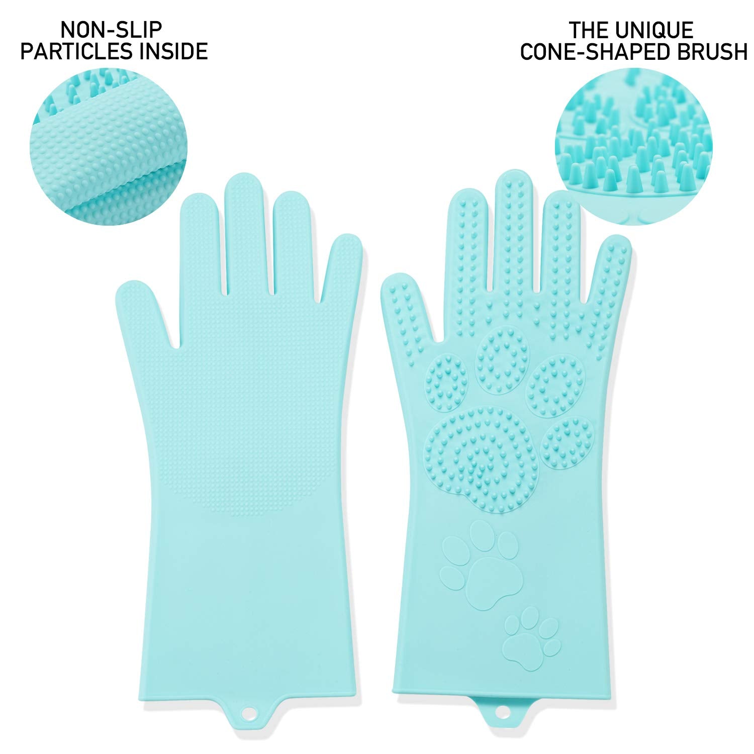 Srtood Pet Grooming Magic Gloves, Dog Cat Bathing Shampoo Brush, Silicone Hair Removal Gloves With Thick High Density Teeth For