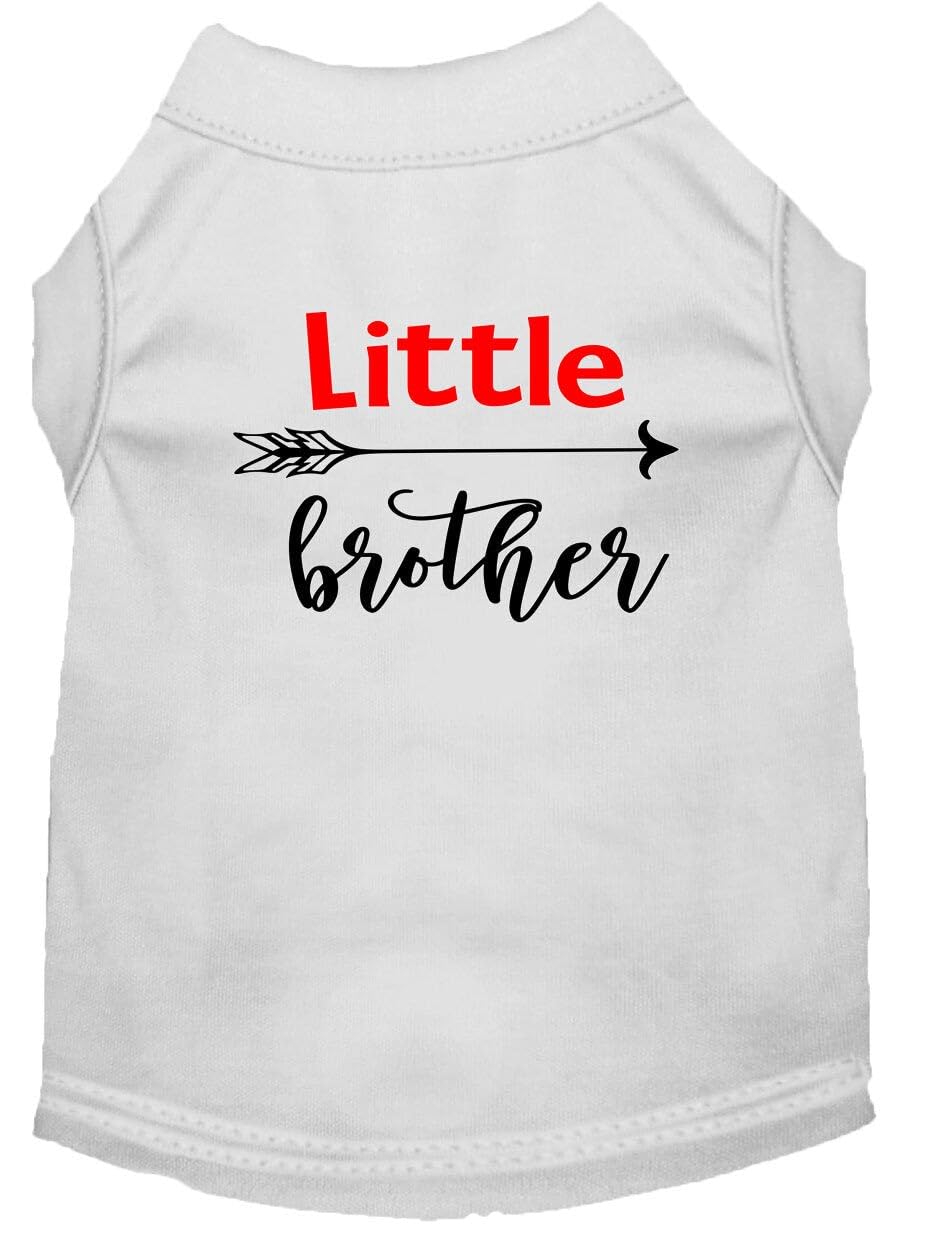 Pet Dog & Cat Shirt Screen Printed, "Little Brother" White XS (0-3 lbs.)