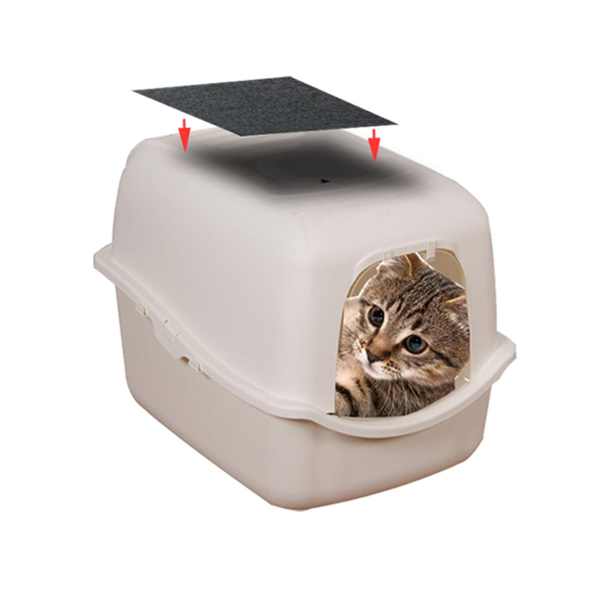 6 Pack Charcoal Cat Litter Box Replacment Filter Hooded Cat Litter Boxes And Pans Carbon Odor Filters, Black