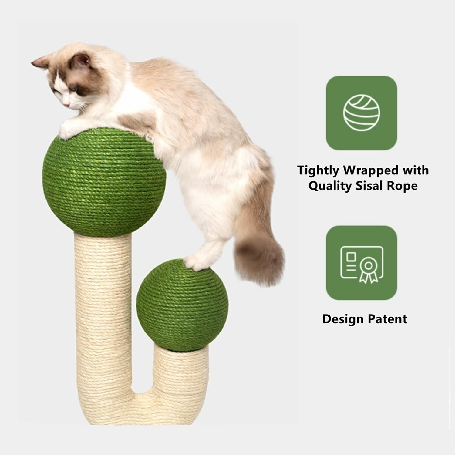 Shengocase Aesthetic Modern 45.3 Tall And Large Themed Cactus Cat Tree Tower Cat Climbing Scratching Post Sisal, Ball Scratche