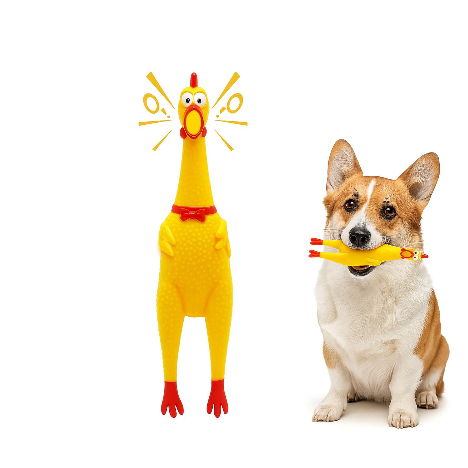 Petbabas Squeaky Rubber Chicken Dog Toy | Durable Funny Interactive Chew Toy | Loud Squeaky Sound And Stress Relief For Dogs And