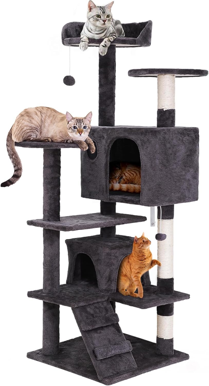 Nova Microdermabrasion 54In Cat Tree Tower For Indoor Cats Multi-Level Cat Condo Cat Bed Furniture With Scratching Post Kittens Activity Center