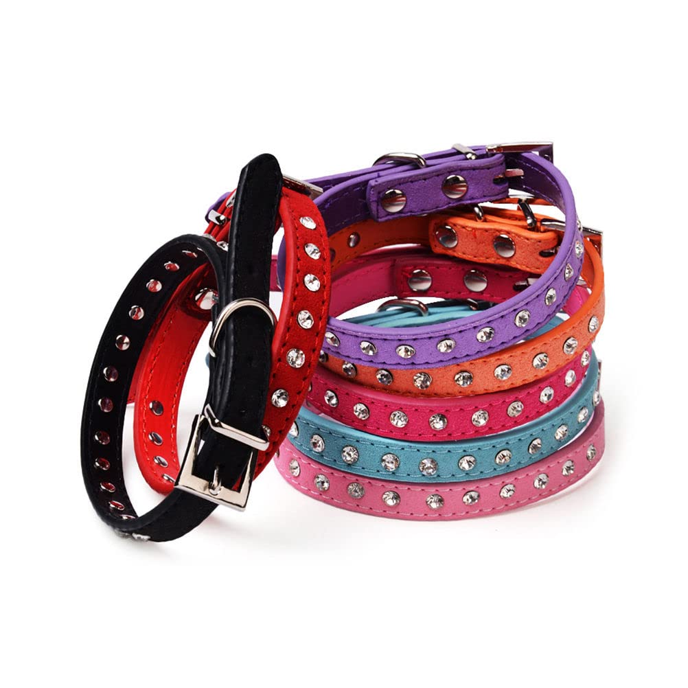 Puppy Dog Collar With Crystal Diamond Colorful Bling Girl Puppy Cat Collars Pink Xxs