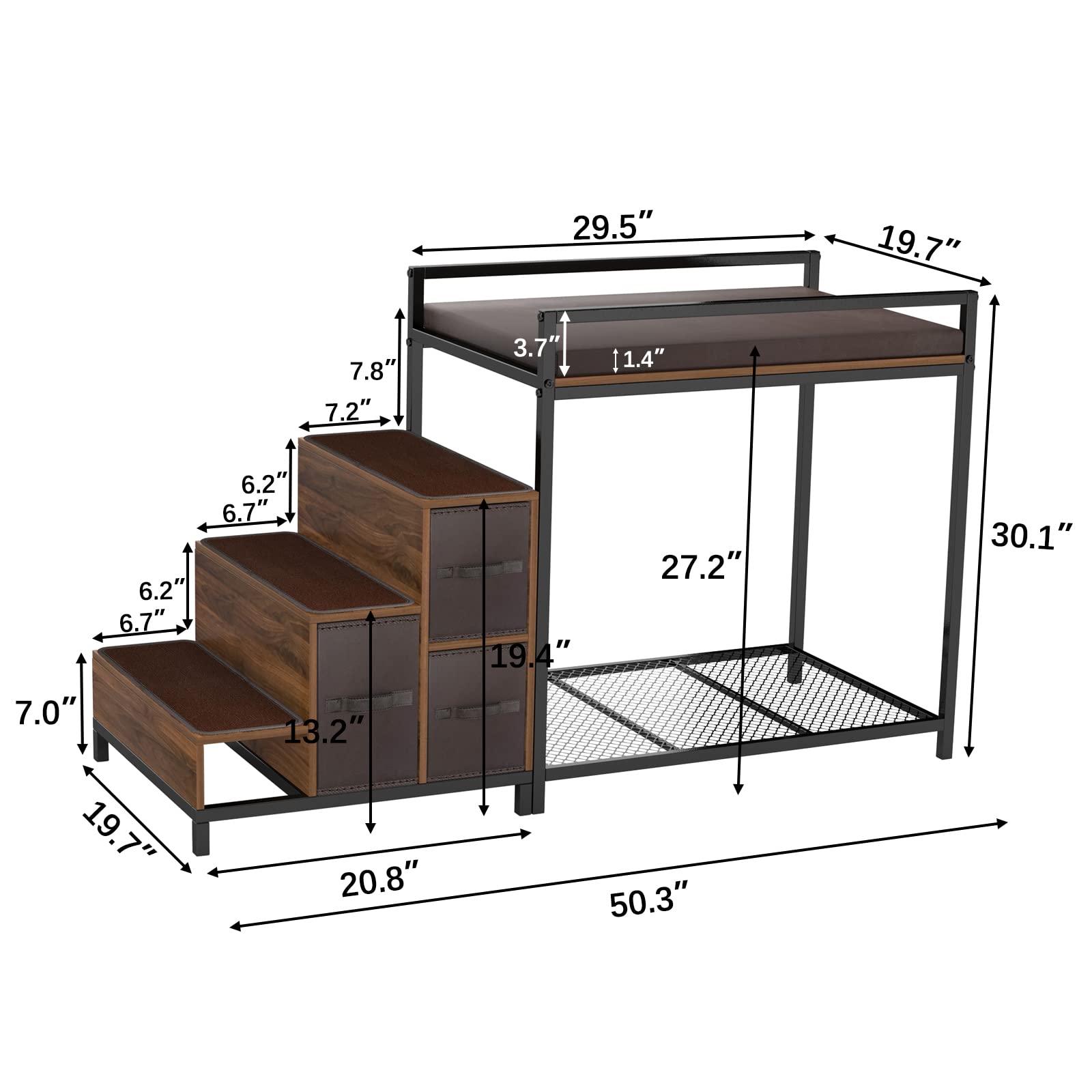 Gdlf Bunk Beds Window Perch For Dogs Bedside Lounge Elevated Dog Bed Multi-Level Platform With Foam Upholstery, Non-Slip Pad And Storage