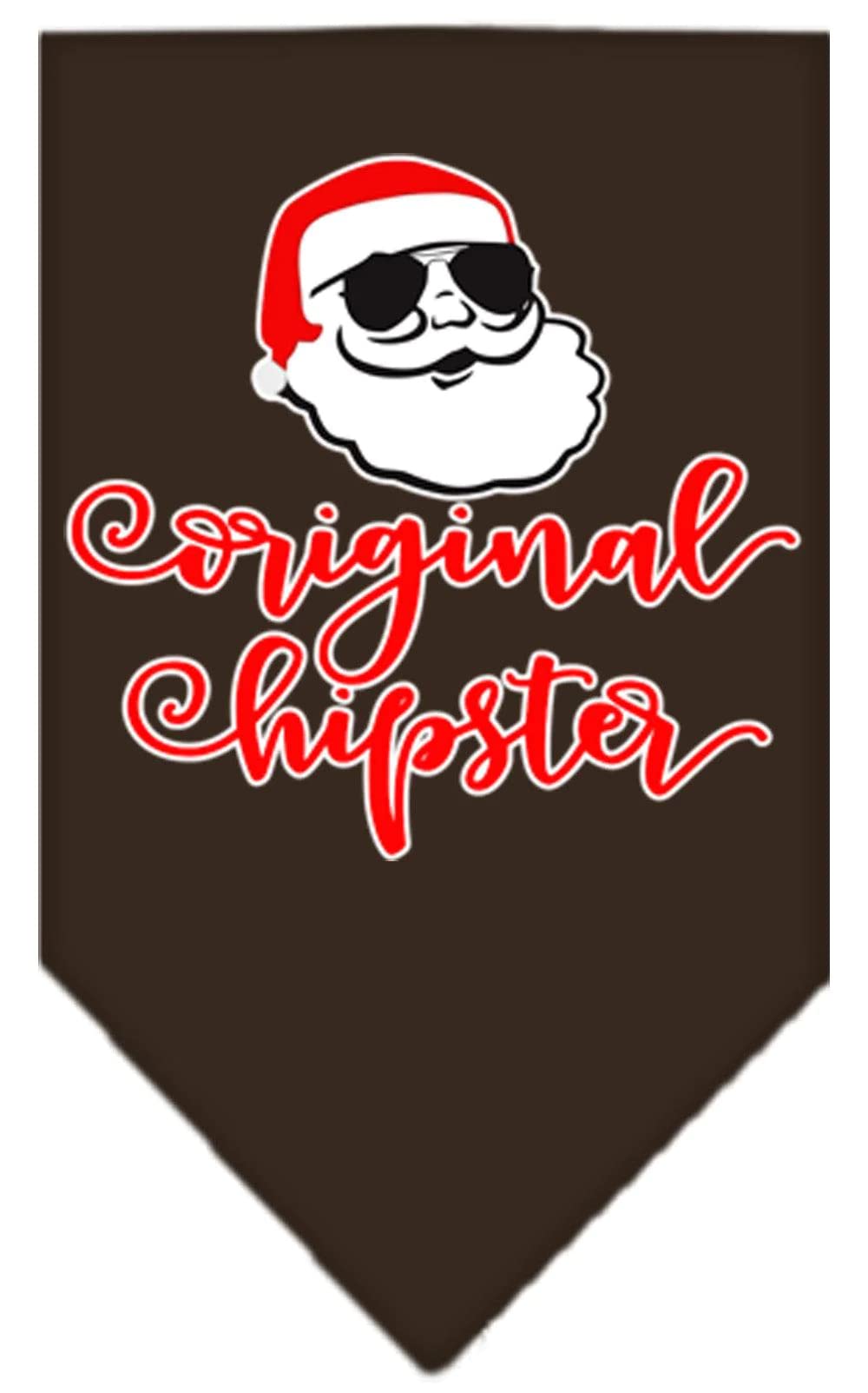 Christmas Pet and Dog Bandana Screen Printed, "Original Hipster" Navy Blue Large