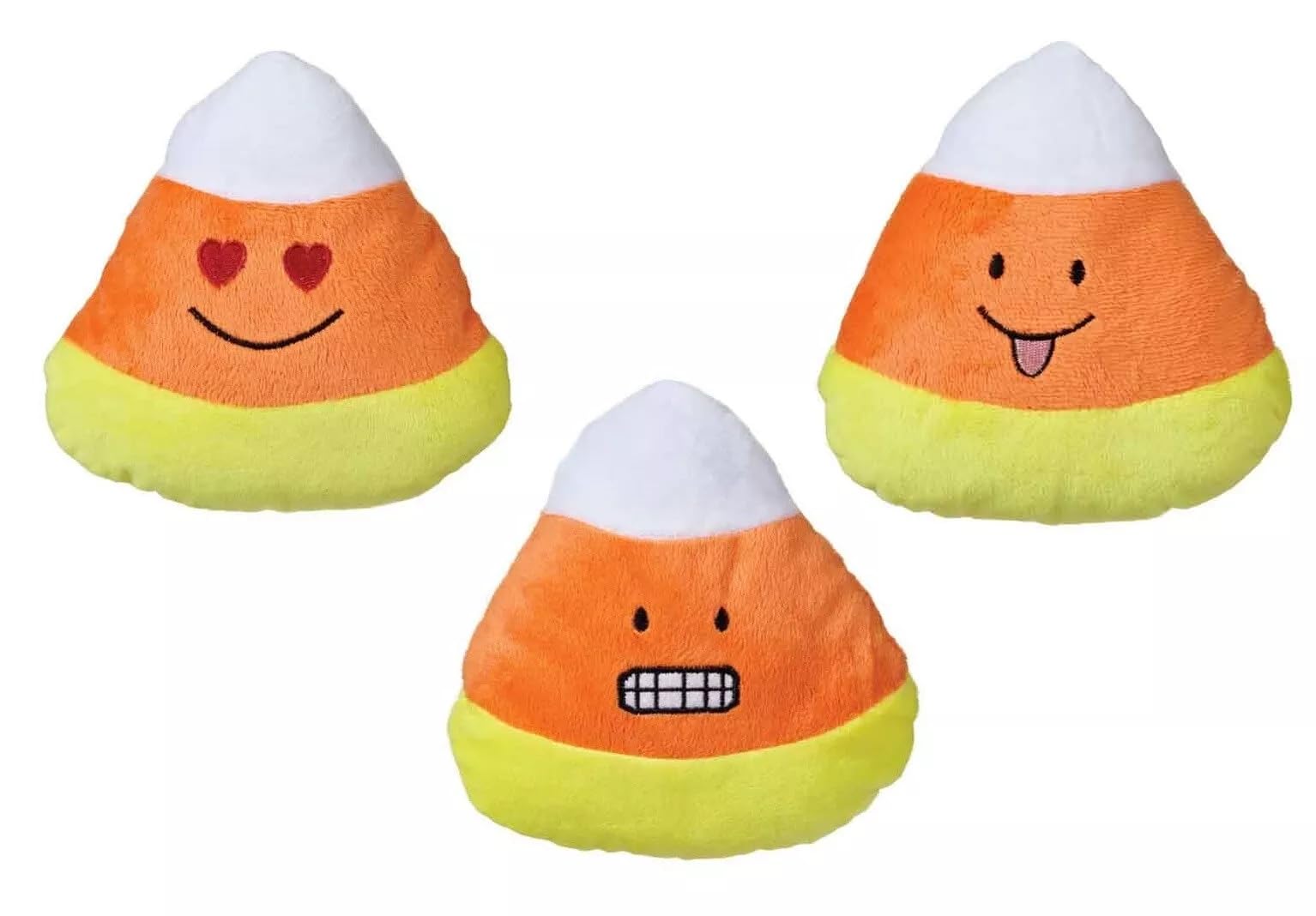 Soft Dog Toys Candy Corn Plush Squeaker Funny Face 6'' Choose Smile Grin Hearts Or Set (1 Random Toy - Seller'S Choice)