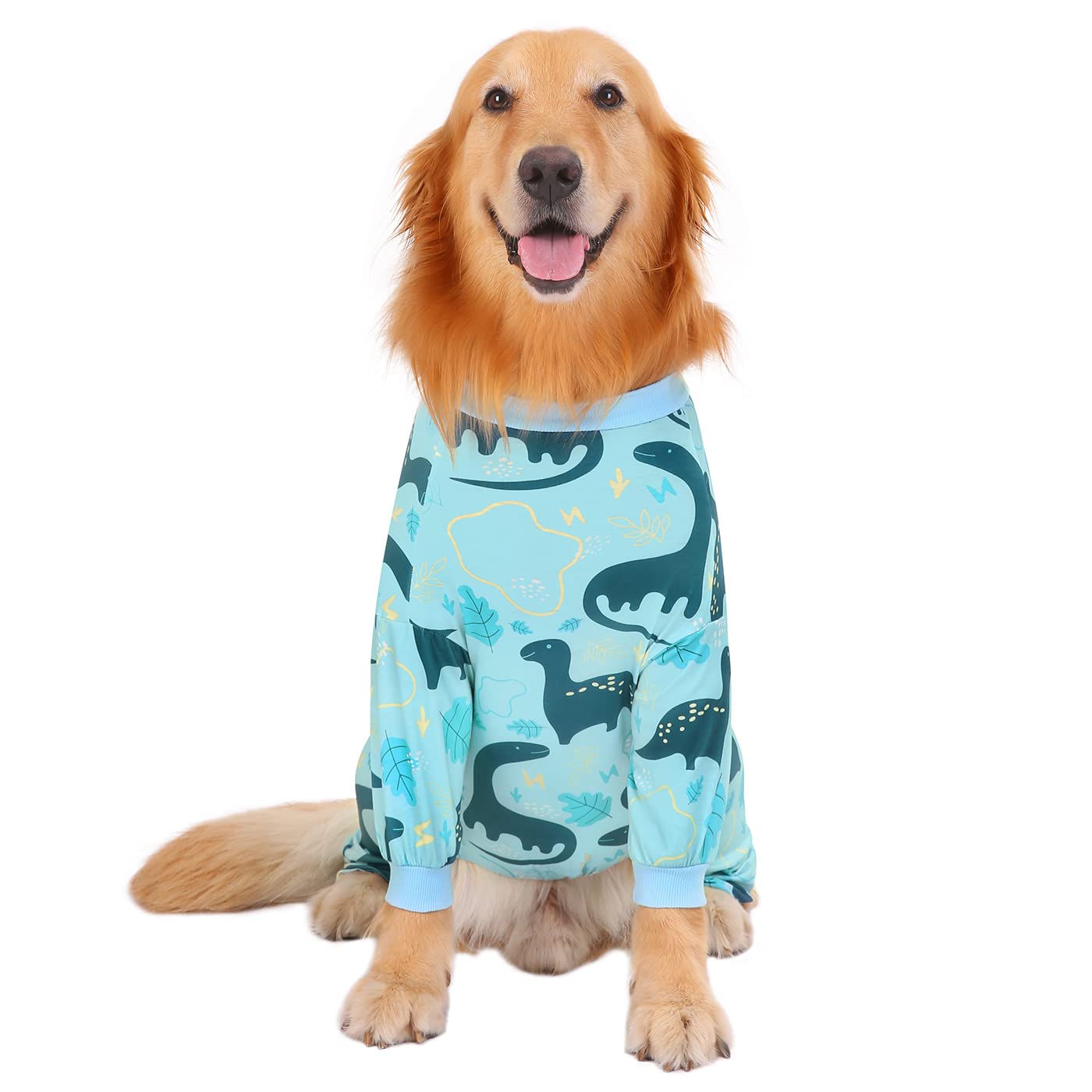 Hde Dog Pajamas One Piece Jumpsuit Lightweight Dog Pjs Shirt For M-3Xl Dogs Dinosaurs - L