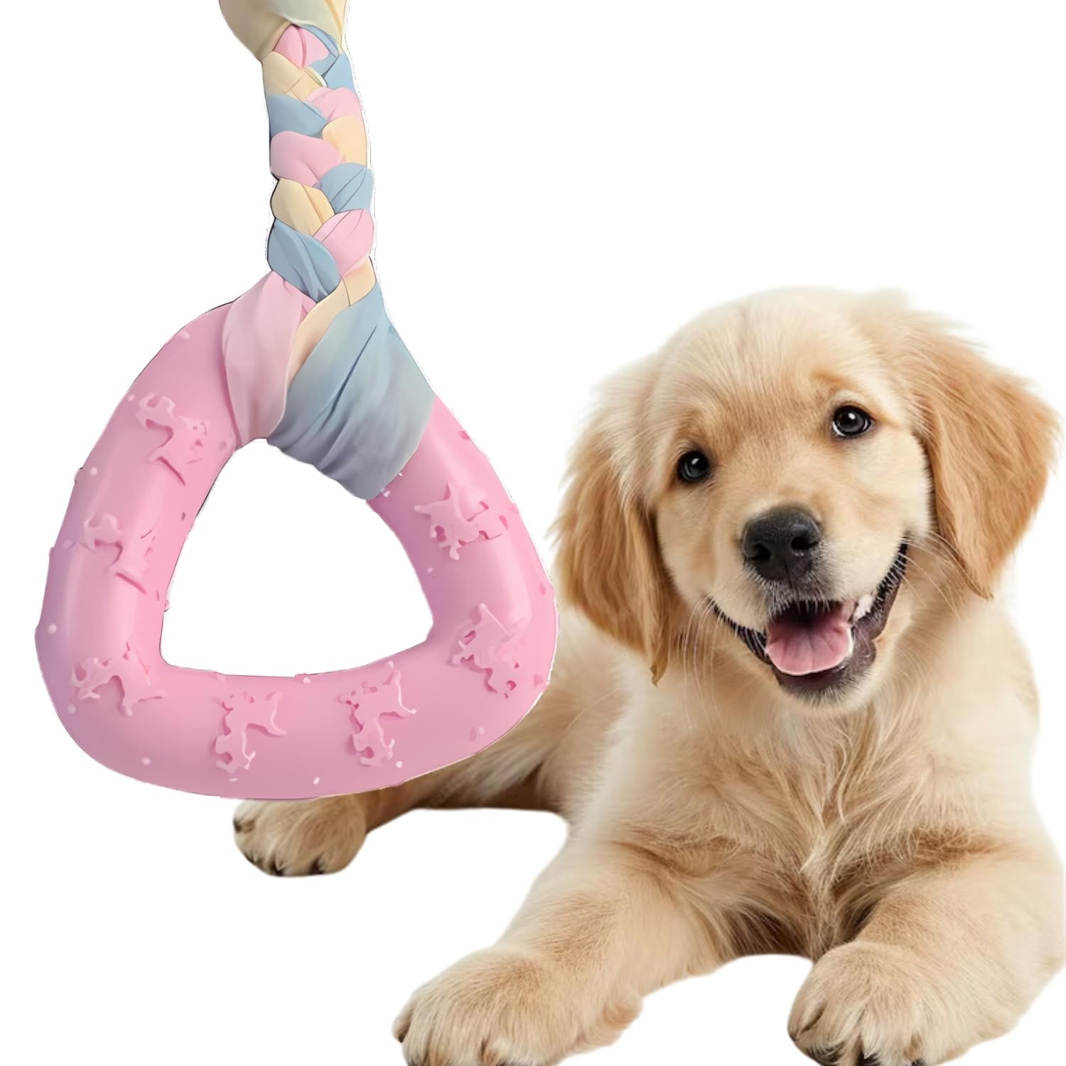 Western Era Triangle Ring Heavy Dog Rubber & Rope Toy Interactive Chew Toy, BiteResistant, For Aggressive Chewers, Promotes De