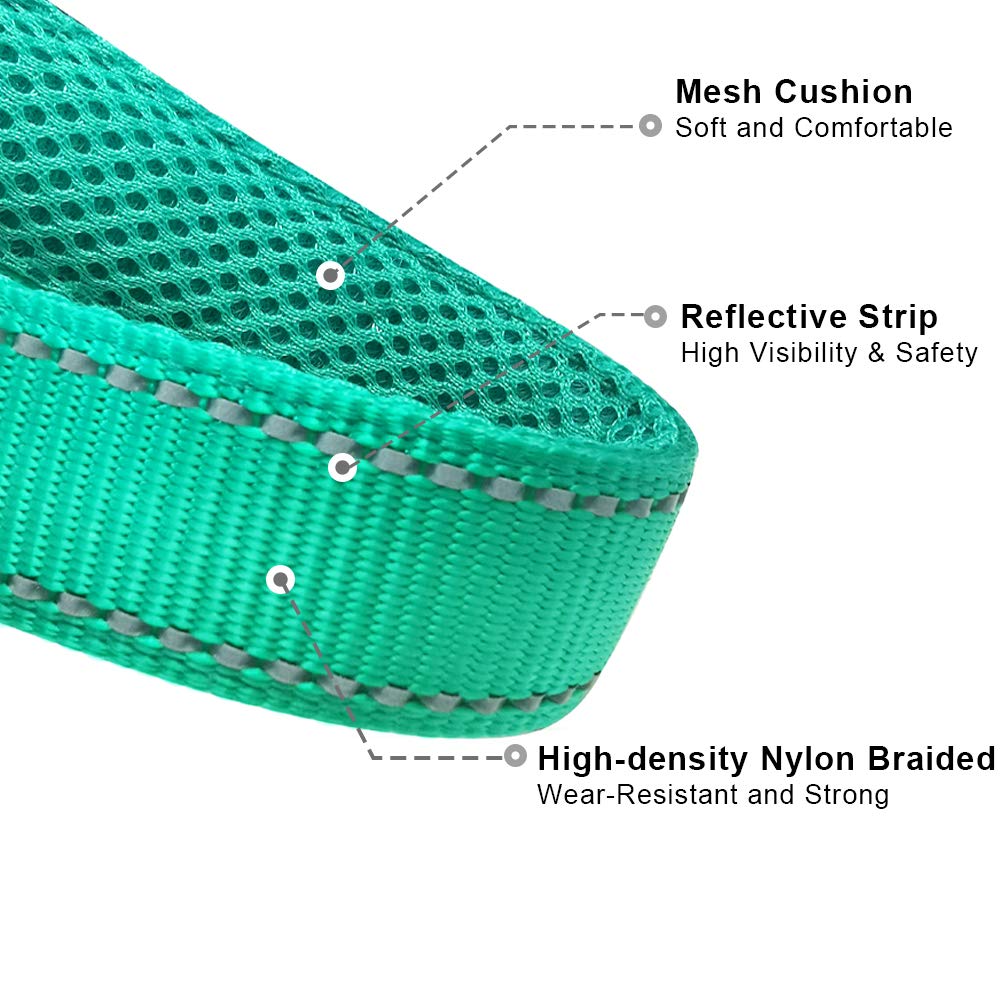 Mycicy Reflective Slip Collar, Soft Nylon Training Choke Collar For Dogs In Turquoise 22', Wide 1'