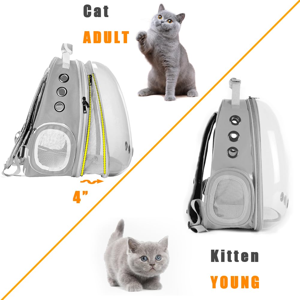 Front Expandable Cat Backpack, Fit up to 20 lbs, Space Capsule Bubble Window Pet Carrier Backpack for Large Fat Cat and Small Pu